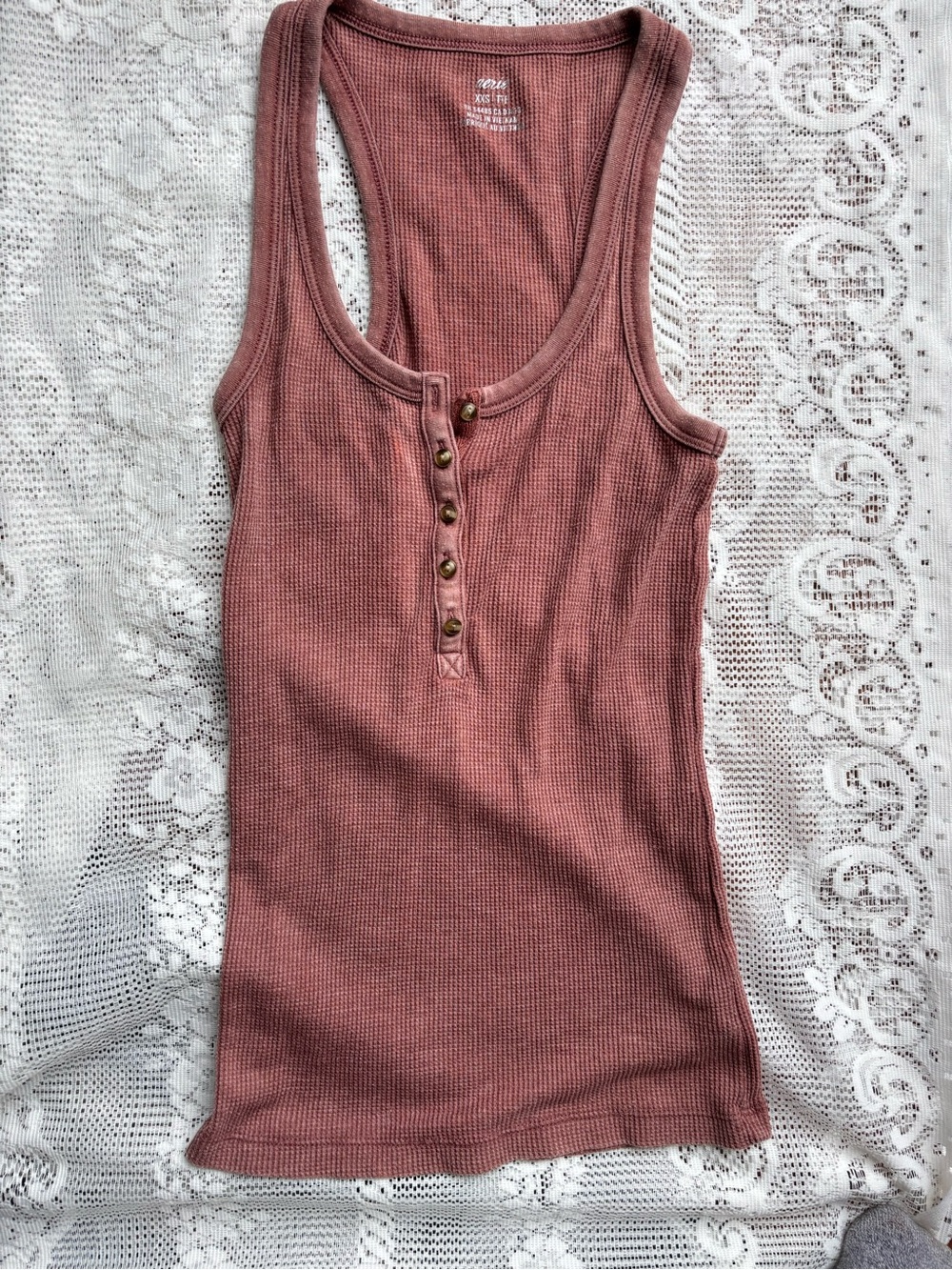 Aerie Henley Tank Top - Dusty Rose